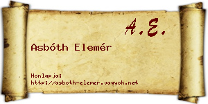 Asbóth Elemér névjegykártya